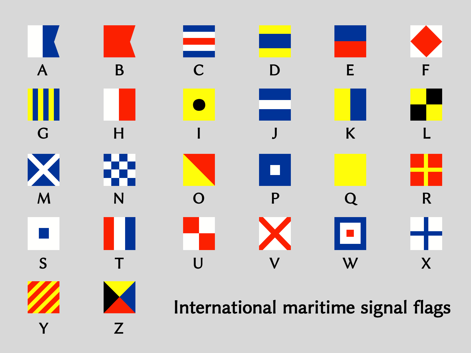 イラスト　国際信号旗　アルファベット
