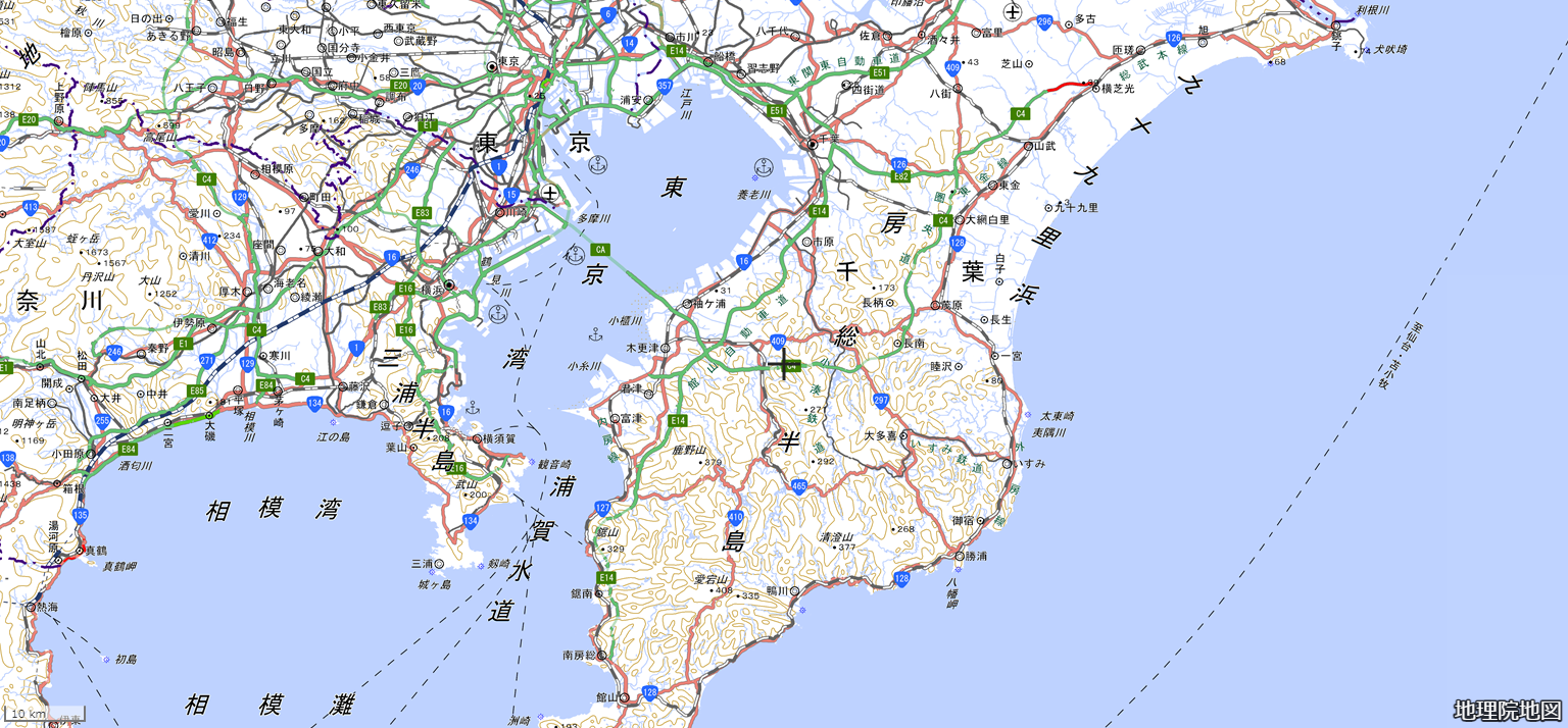 地理院地図 東京湾 航路